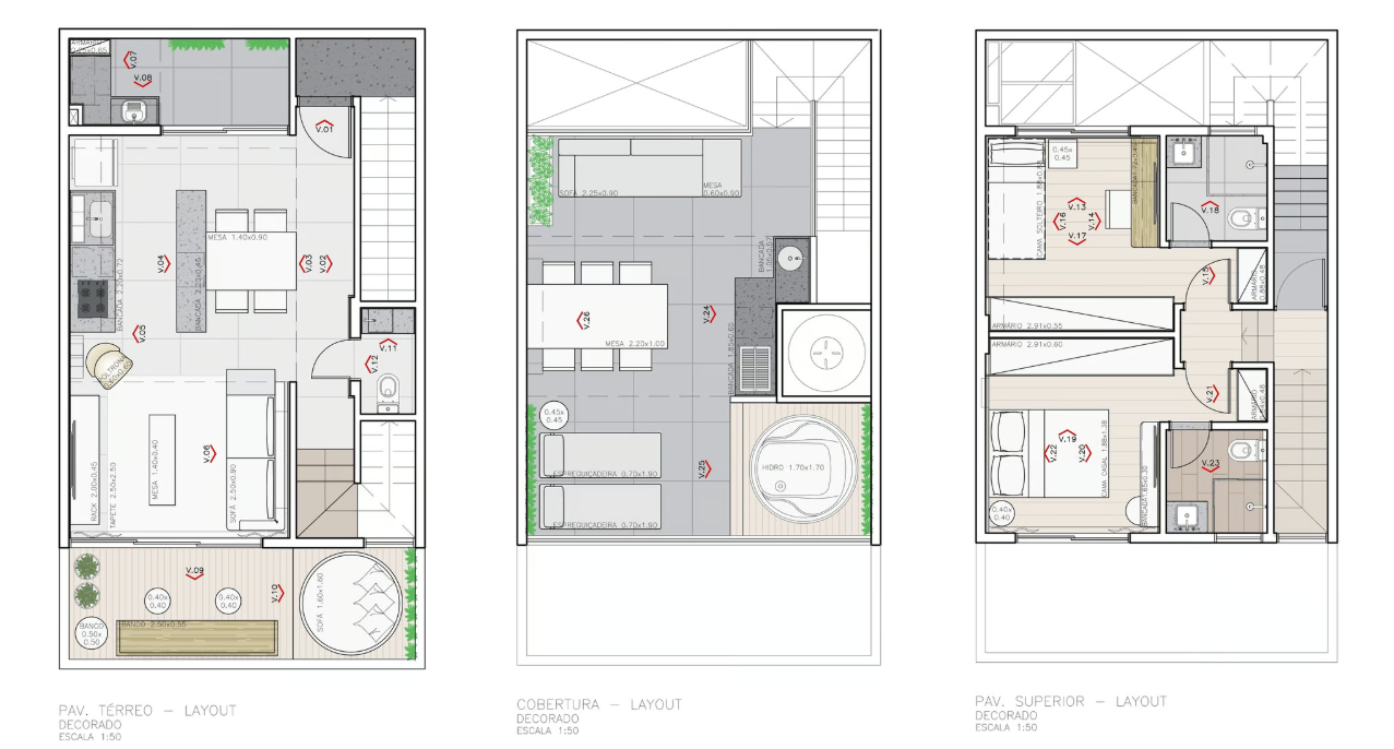 Plantas arquitetônicas do projeto