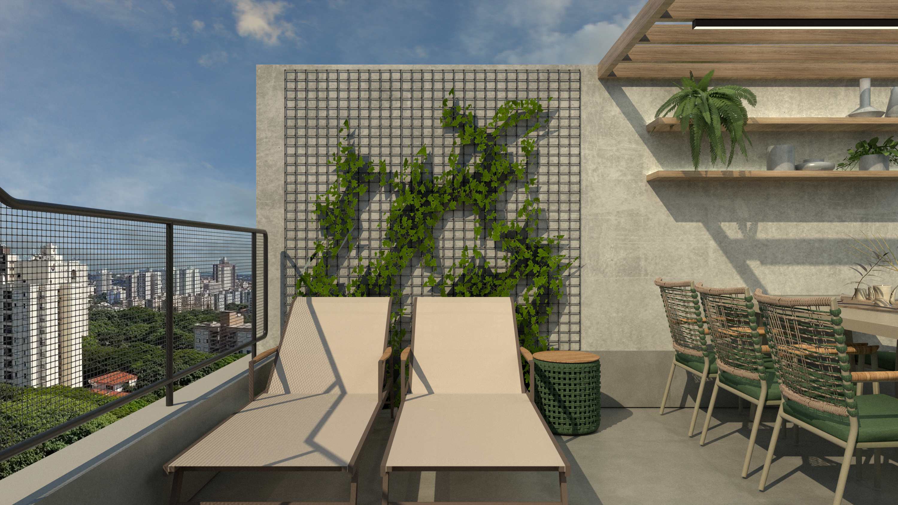 Rooftop com espreguiçadeiras